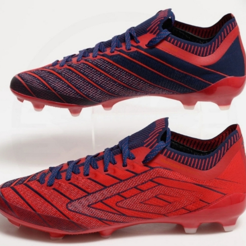 Umbro NWT Velocita Elixir Premier FG Soccer Shoes Cleats Rococco Red White Blue